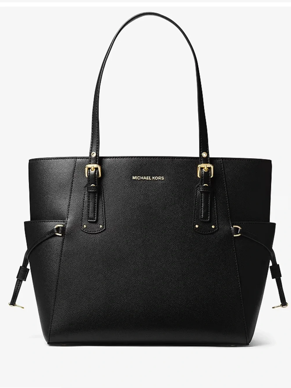 MICHEL KORS VOYAGER Black Saffiano Leather Tote with Exterior Pockets NWOT